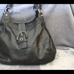 Black leather coach purse